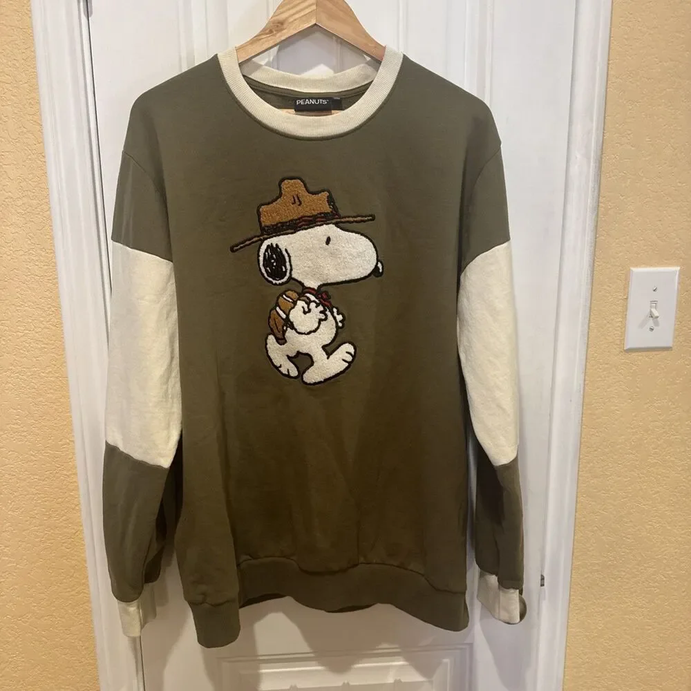 Peanuts  Crewneck Sweatshirt Pullover Sage Green Men’s XL